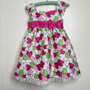 Sophie Fae Sparkly Heart Dress Size 4T Pink Green White  Party Valentine’s Day